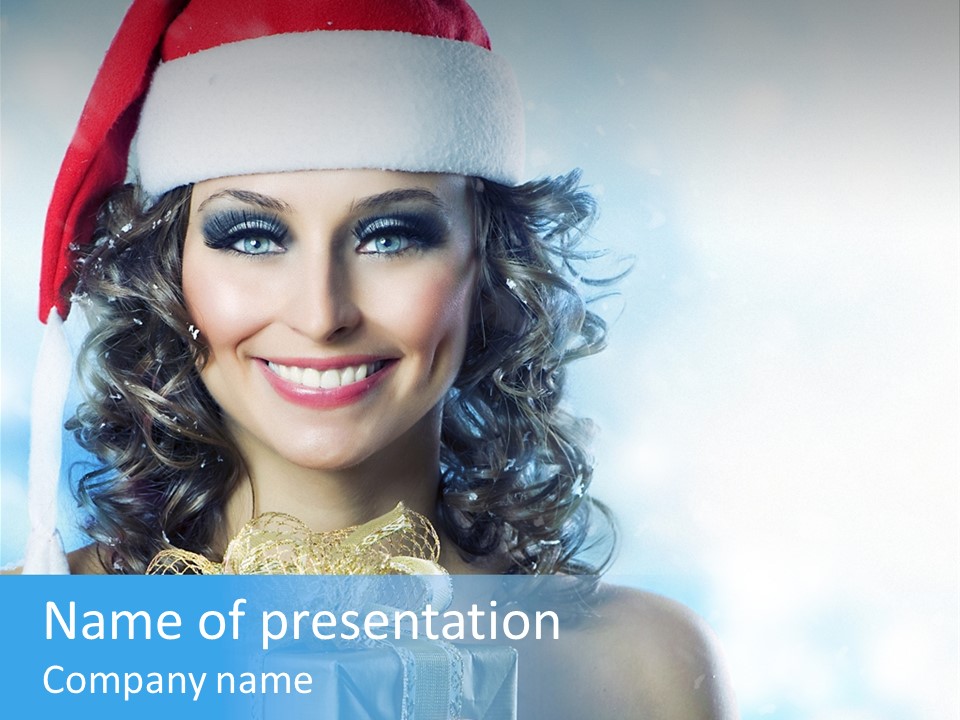 Hair Ribbon Santa PowerPoint Template