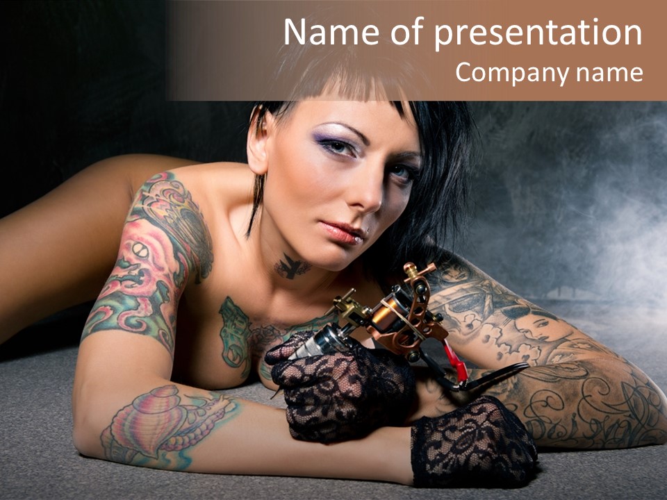 Seductive Lying Paint PowerPoint Template