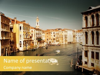 River Europe Blue PowerPoint Template