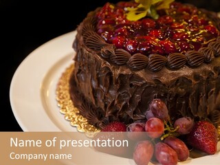 Cherry Sauce Cake Decoration PowerPoint Template