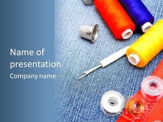 Jeans Sewing Blue PowerPoint Template