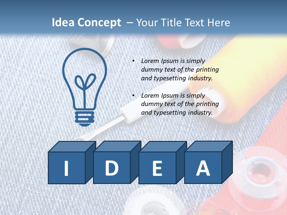 Jeans Sewing Blue PowerPoint Template