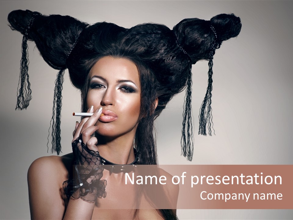 Hairstyle Cosmetics Black PowerPoint Template