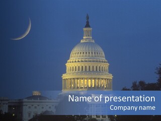United States Capitol Exterior Dark PowerPoint Template