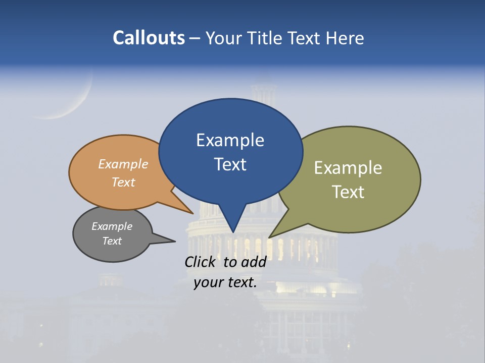 United States Capitol Exterior Dark PowerPoint Template