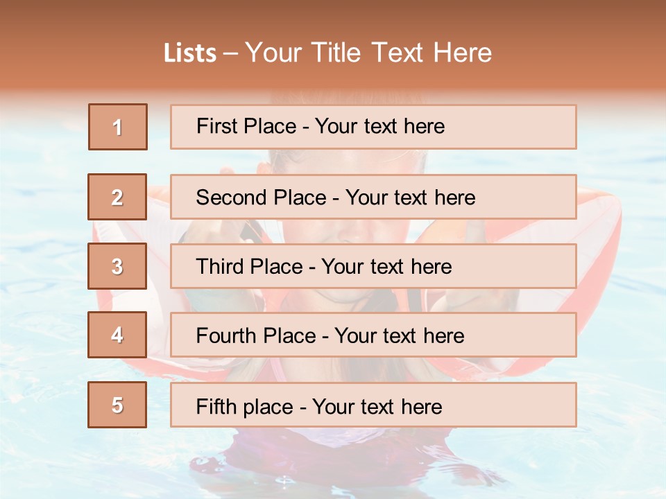 Pool Thumb Up Arm Bands PowerPoint Template