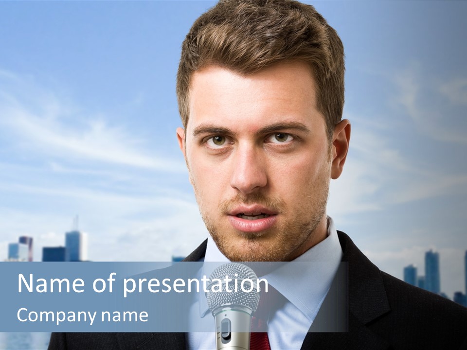 Necktie Skyscrapers Correspondent PowerPoint Template