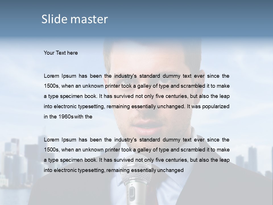 Necktie Skyscrapers Correspondent PowerPoint Template