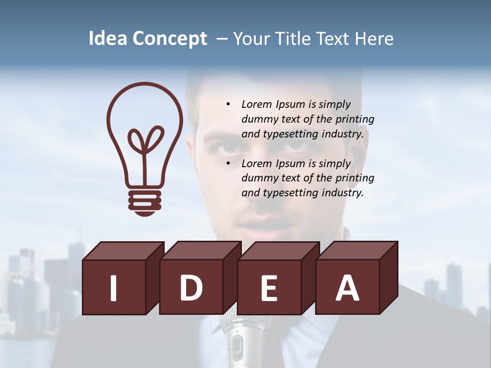 Necktie Skyscrapers Correspondent PowerPoint Template