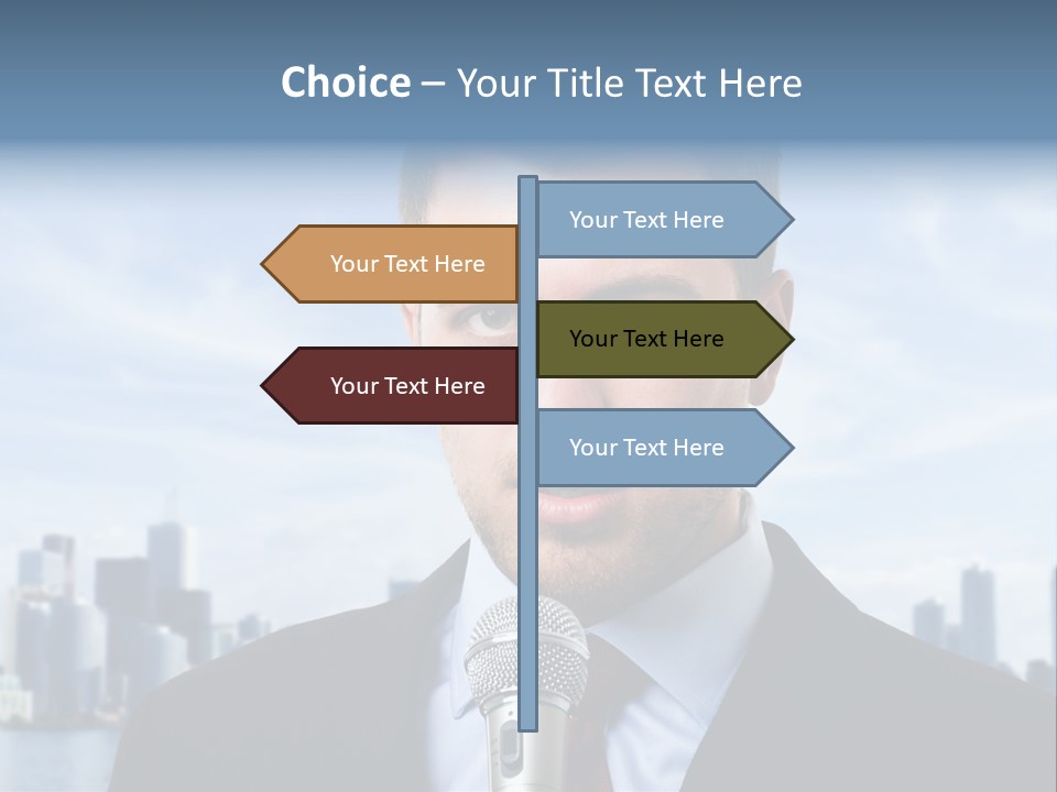 Necktie Skyscrapers Correspondent PowerPoint Template