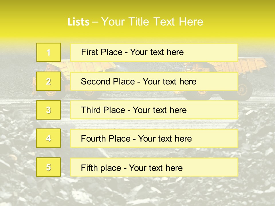Production Useful Minerals. The Dump Truck Technology Huge PowerPoint Template