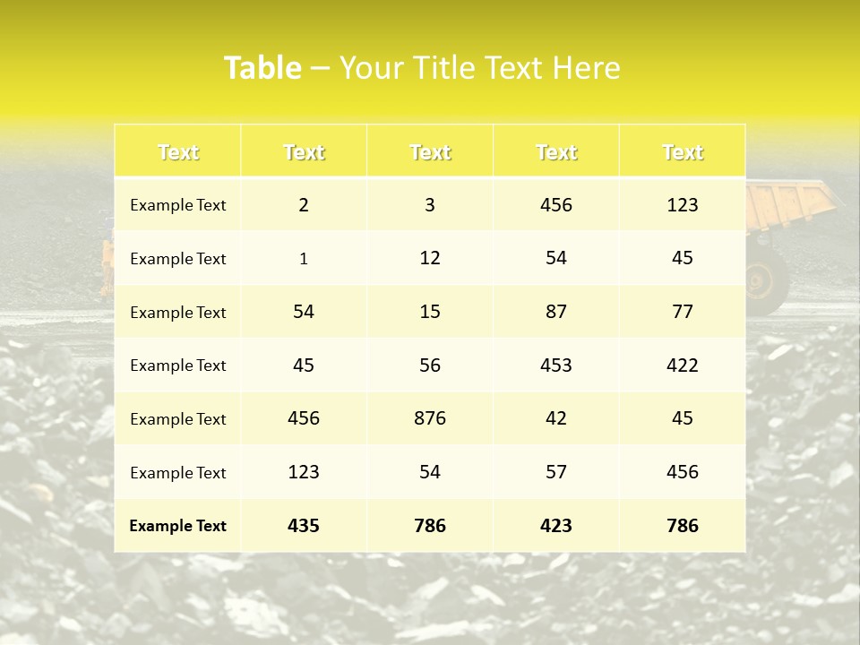 Production Useful Minerals. The Dump Truck Technology Huge PowerPoint Template