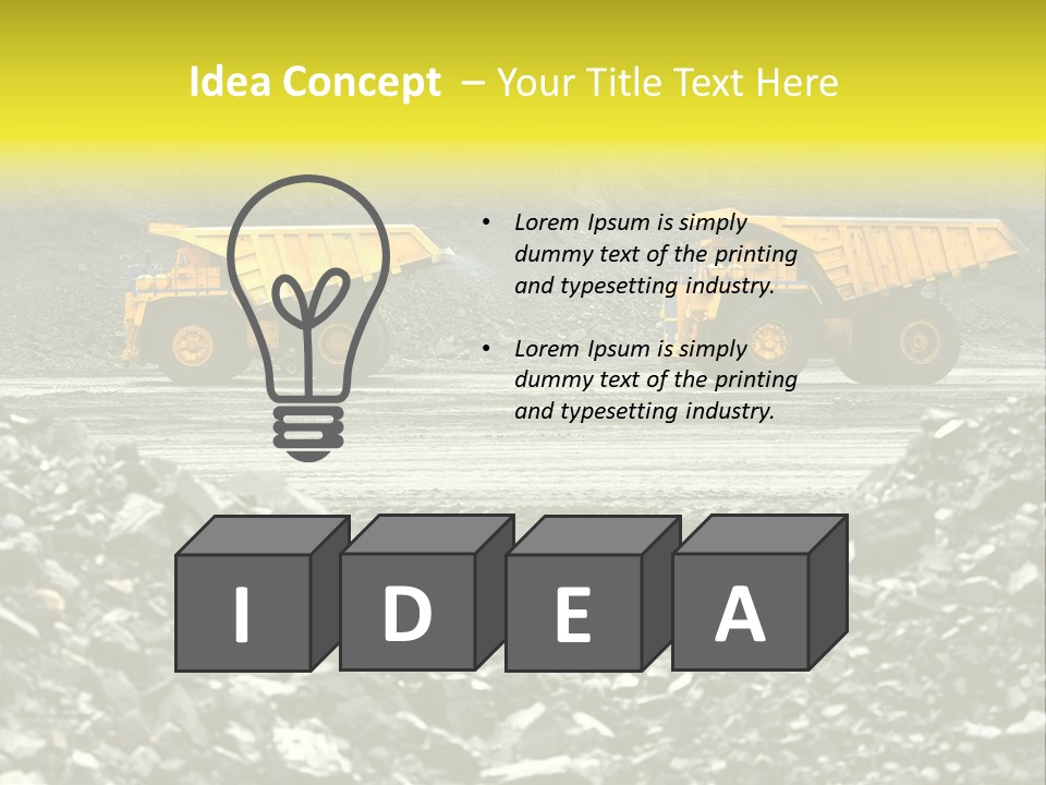 Production Useful Minerals. The Dump Truck Technology Huge PowerPoint Template