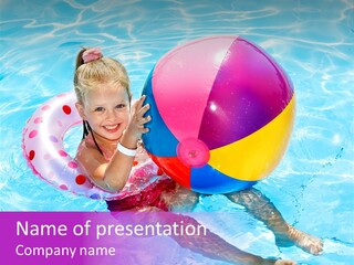 Swimming Pool Inflatable Play PowerPoint Template