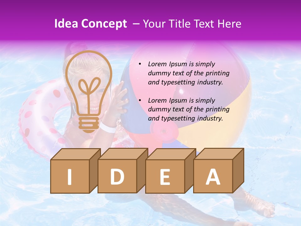 Swimming Pool Inflatable Play PowerPoint Template