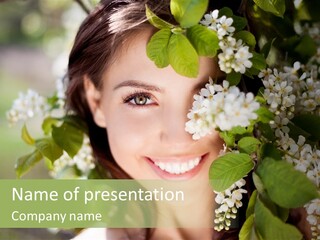 Caucasian Dress Face PowerPoint Template