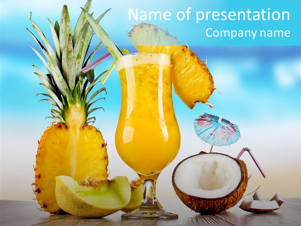 Hurricane Pineapple Beverage PowerPoint Template