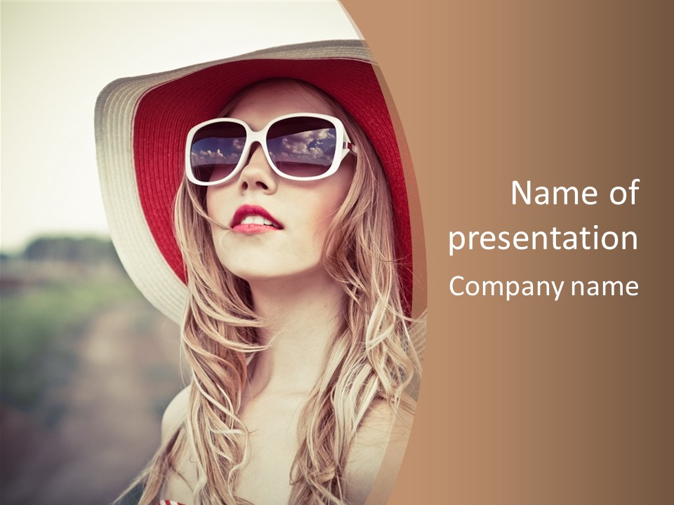 Caucasian Woman Face PowerPoint Template