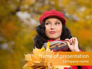Leaf Female Yellow PowerPoint Template