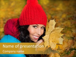 Woman Toothy Smile Cheerful PowerPoint Template