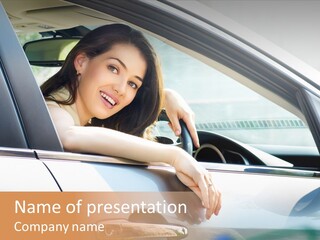 Woman Driving Automobile PowerPoint Template