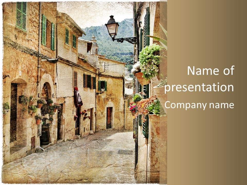 Outdoor Brick Flower PowerPoint Template