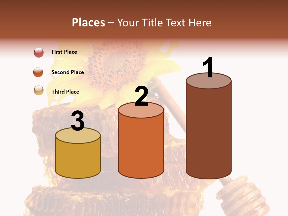 White Sunflower Stick PowerPoint Template