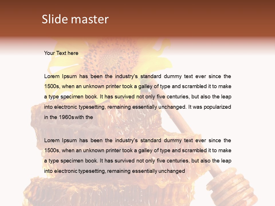 White Sunflower Stick PowerPoint Template