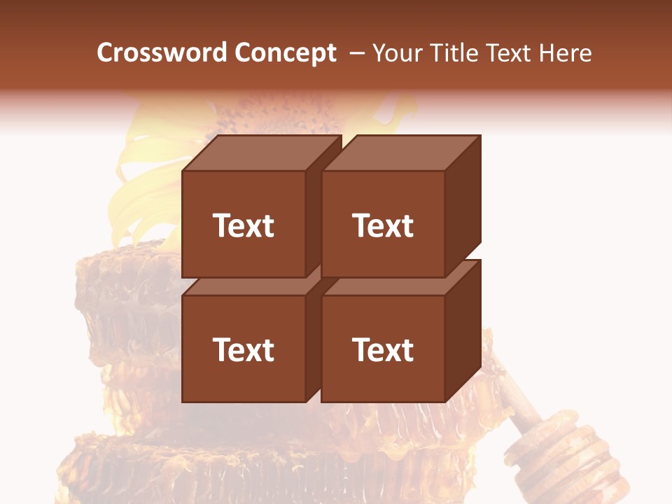 White Sunflower Stick PowerPoint Template