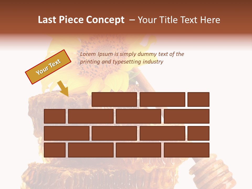 White Sunflower Stick PowerPoint Template