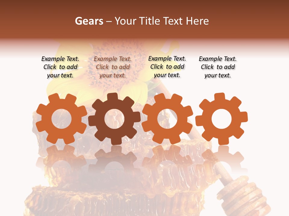 White Sunflower Stick PowerPoint Template