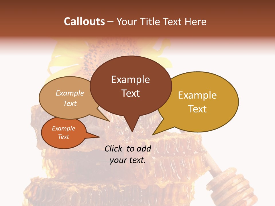 White Sunflower Stick PowerPoint Template