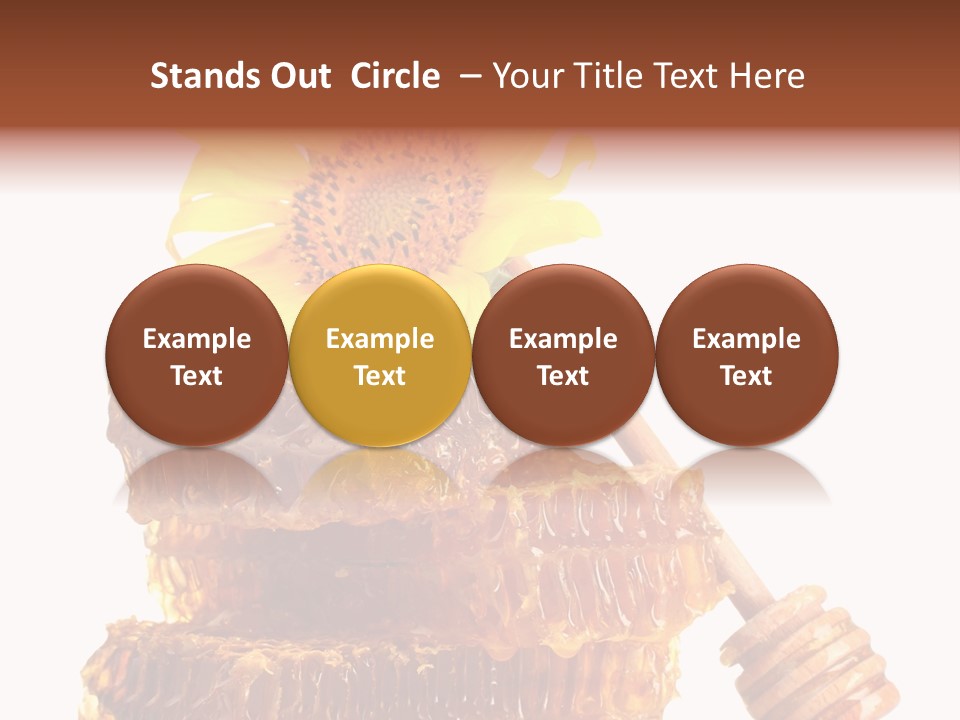 White Sunflower Stick PowerPoint Template