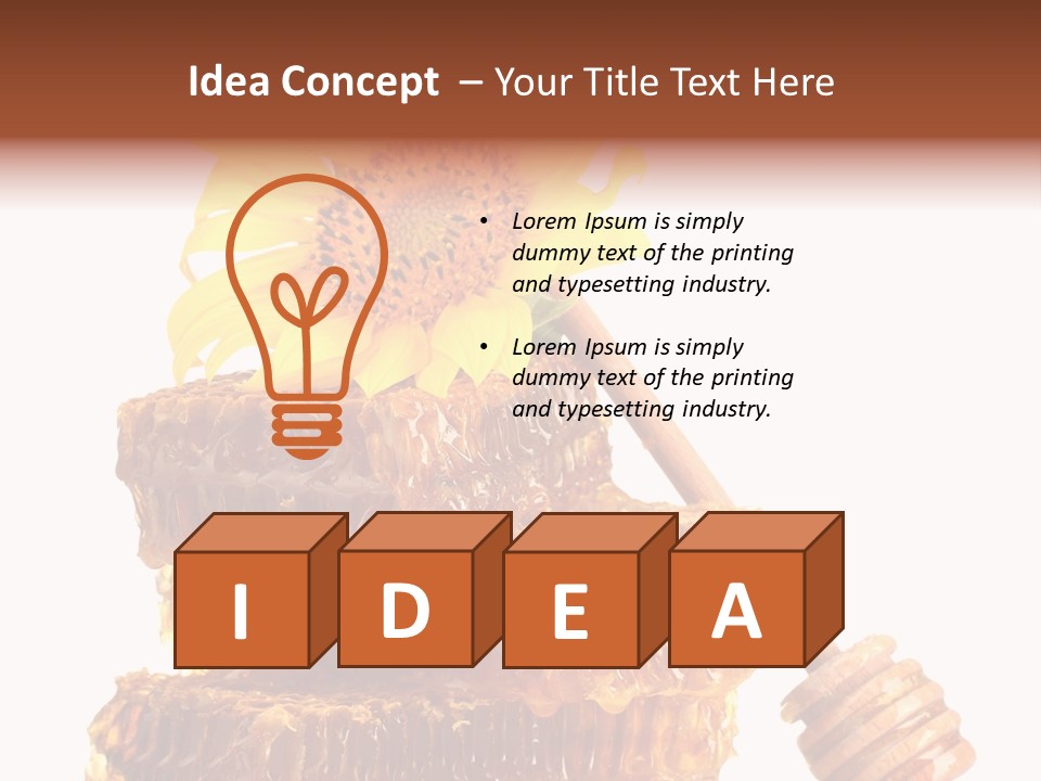 White Sunflower Stick PowerPoint Template