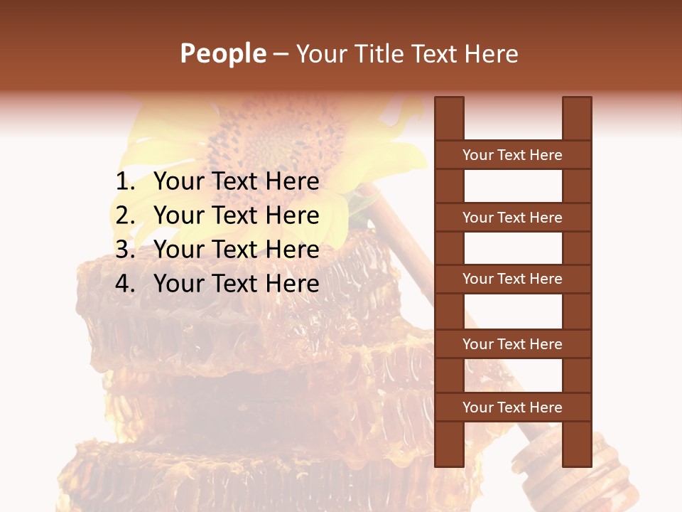 White Sunflower Stick PowerPoint Template