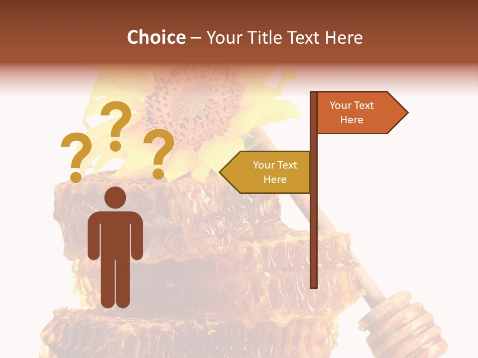 White Sunflower Stick PowerPoint Template