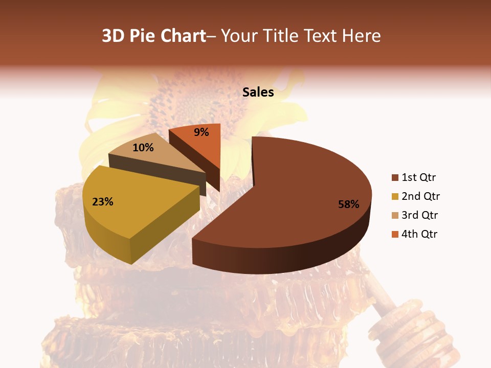 White Sunflower Stick PowerPoint Template