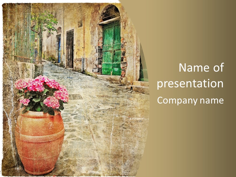 Textured History Village PowerPoint Template