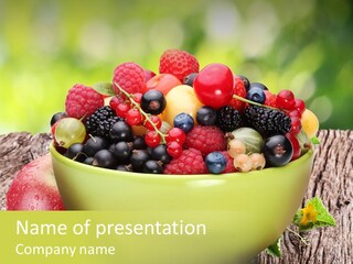 Red Cherry Raspberries PowerPoint Template