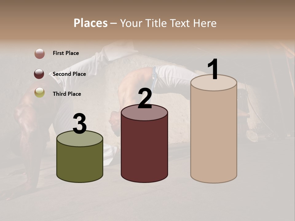 Spinning Back Kick Indoors People PowerPoint Template