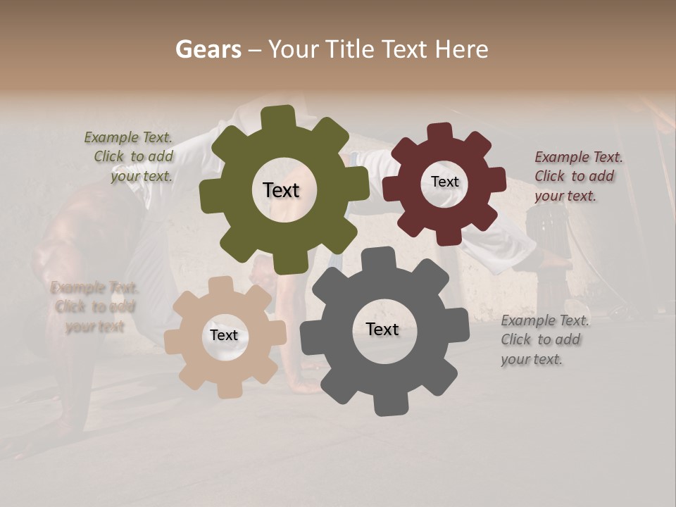 Spinning Back Kick Indoors People PowerPoint Template