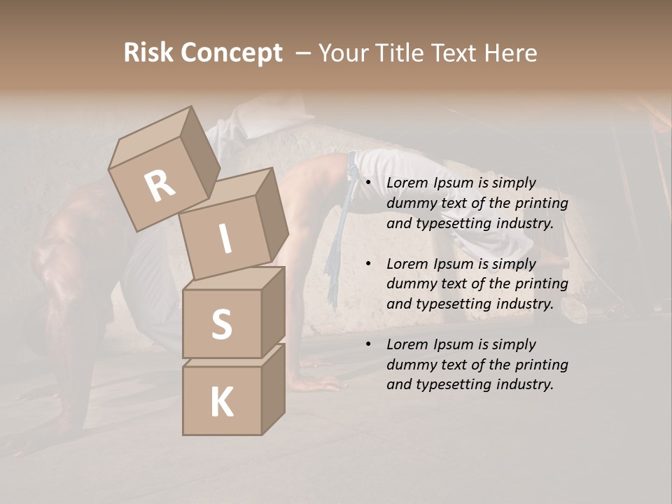 Spinning Back Kick Indoors People PowerPoint Template