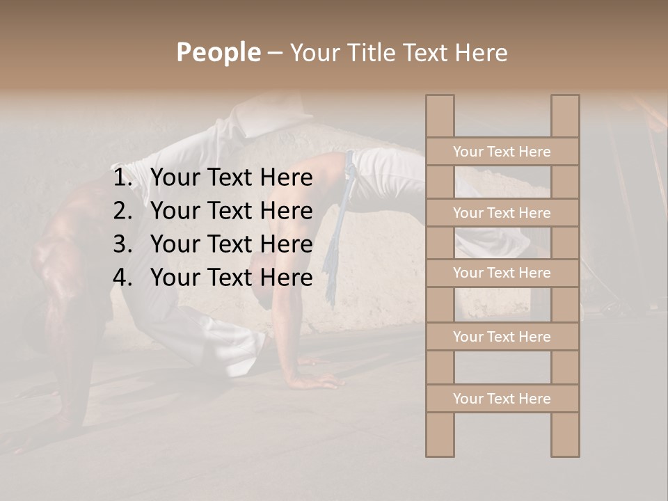 Spinning Back Kick Indoors People PowerPoint Template