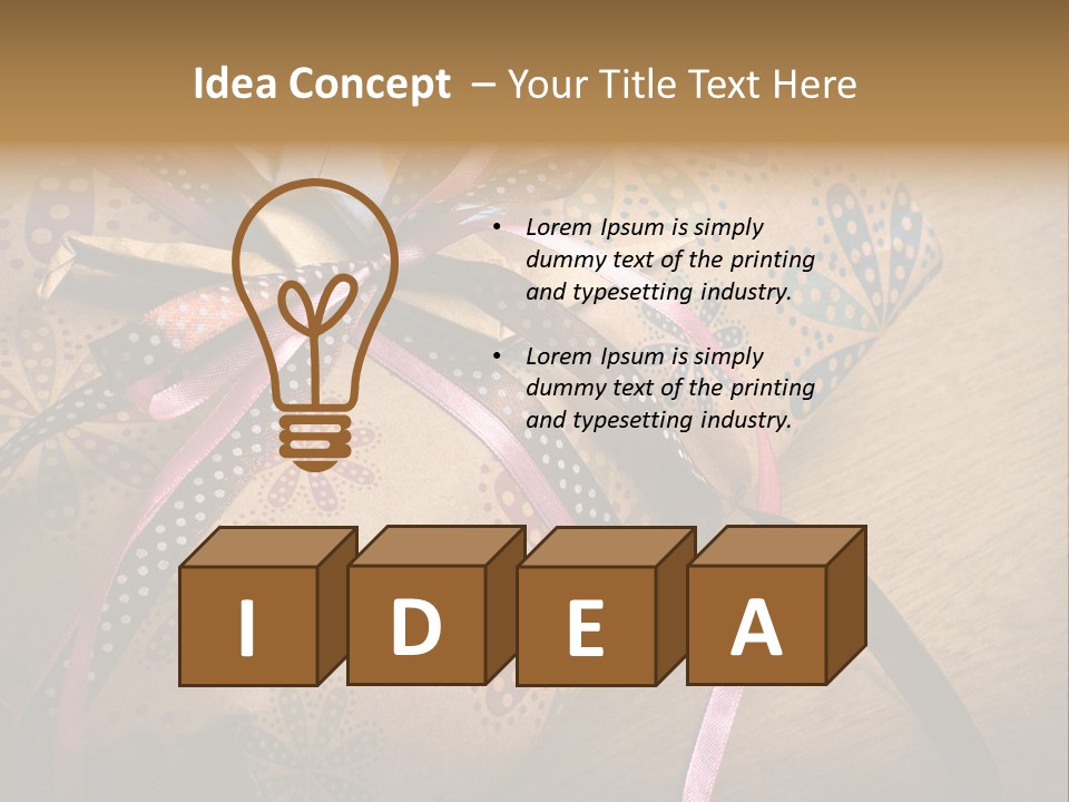 Box Gold Present PowerPoint Template