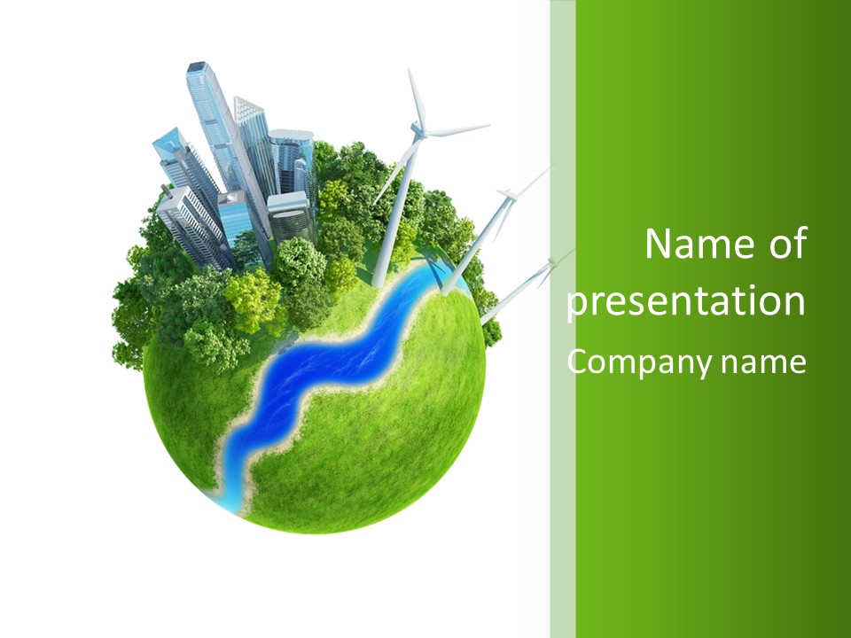 Solar Battery Field Centre PowerPoint Template