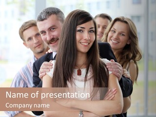 Businessman Girl Face PowerPoint Template