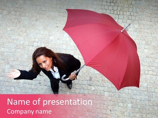 Caucasian Female Walking PowerPoint Template