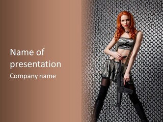 Holding Rifle Sexy PowerPoint Template