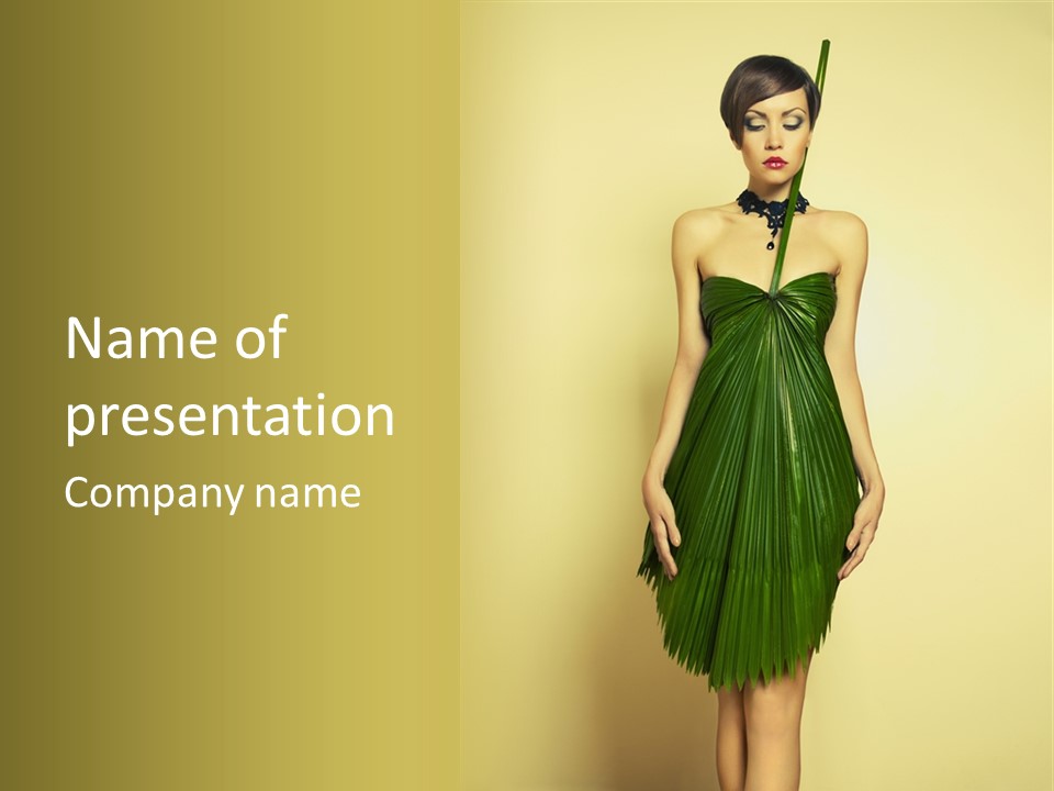 Person Brunette Fashionable PowerPoint Template