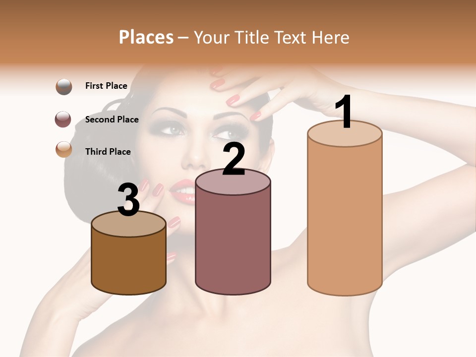 Red Manicure Eye Makeup Creative PowerPoint Template